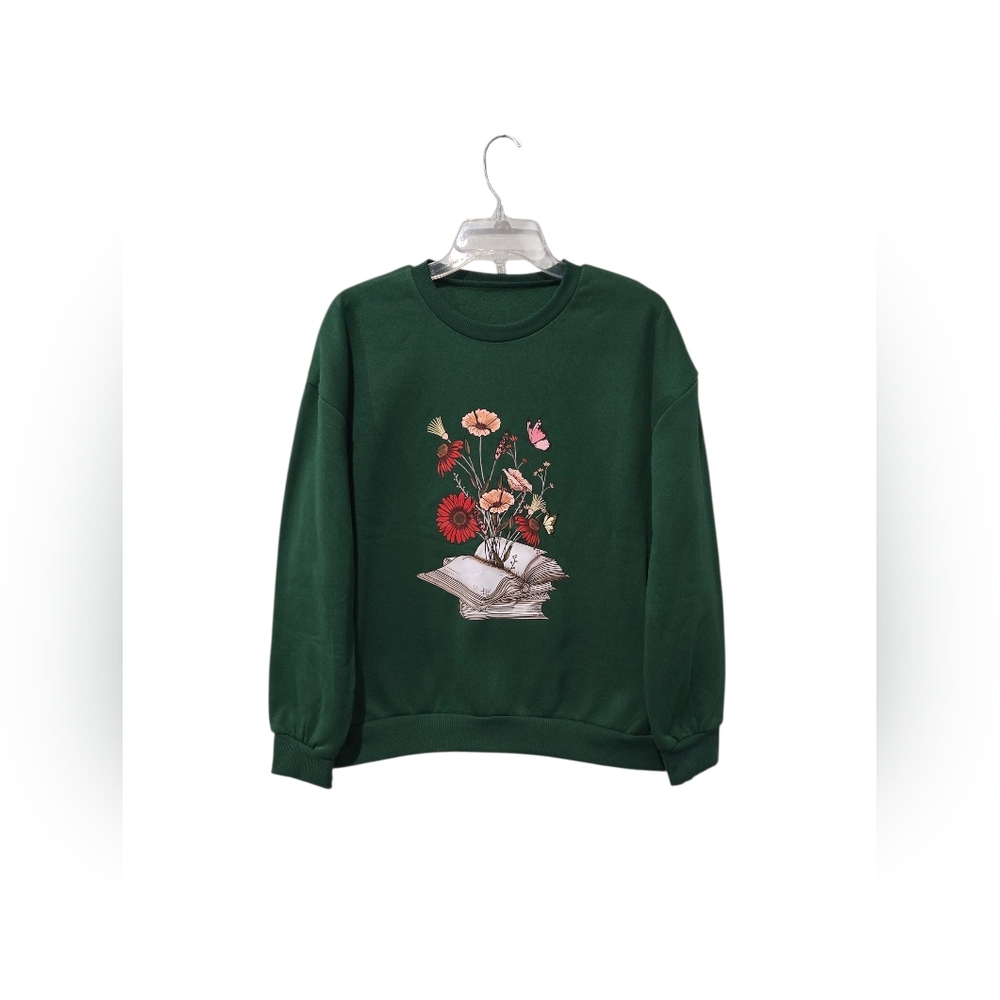 NWOT Sweet Floral Book Print Sweatshirt